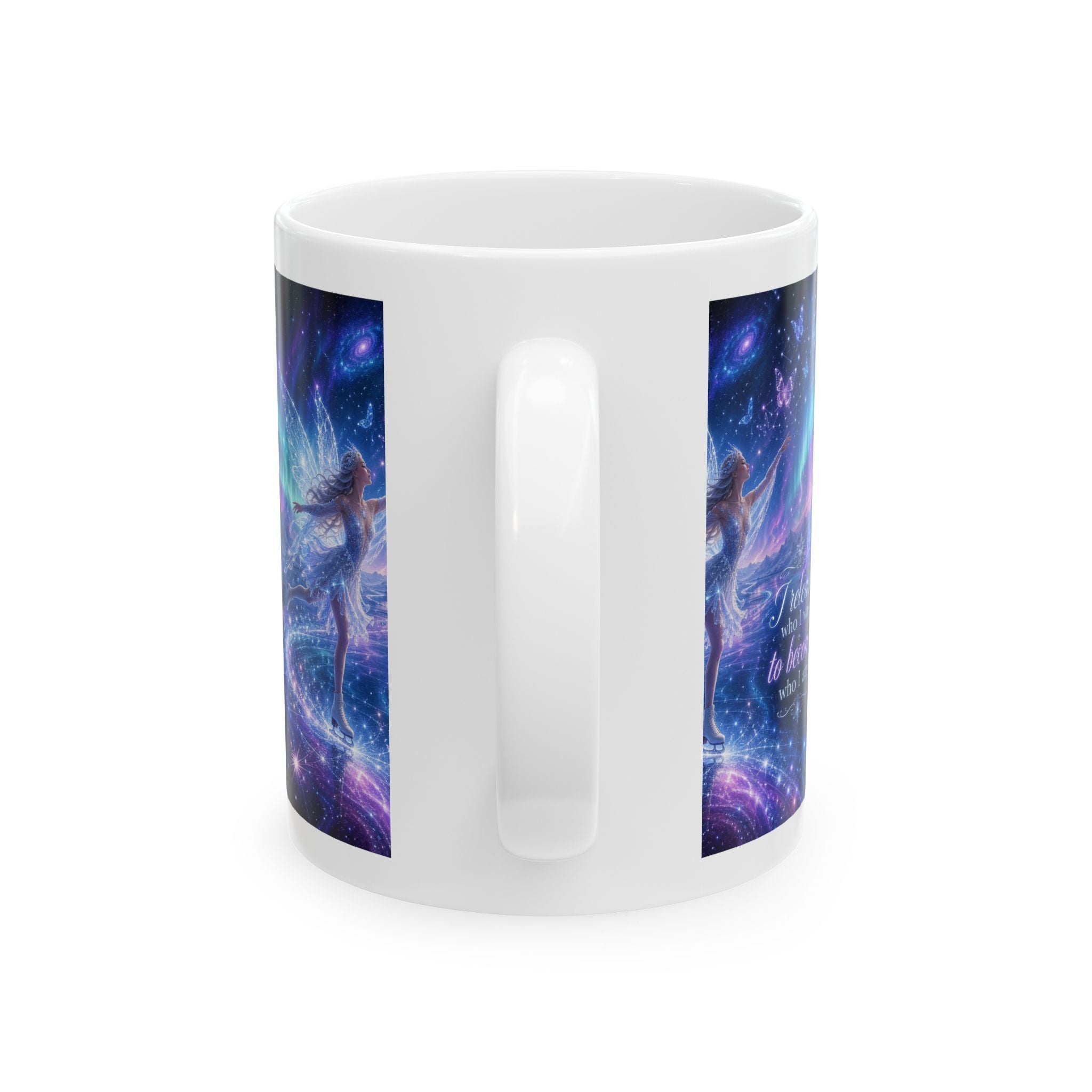 Inspirational Fairy Mug – "I release who I was to become who I am" Galaxy Coffee Cup