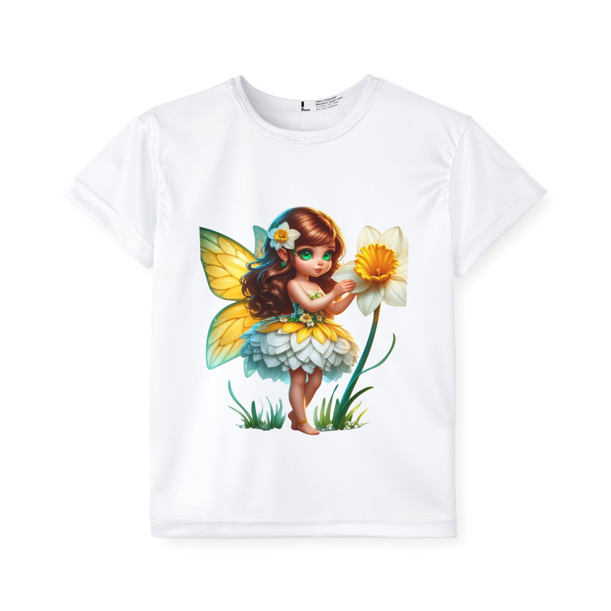 Kids Fairy Floral Jersey — Cute Fairy Girl with Daffodil Sports Tee