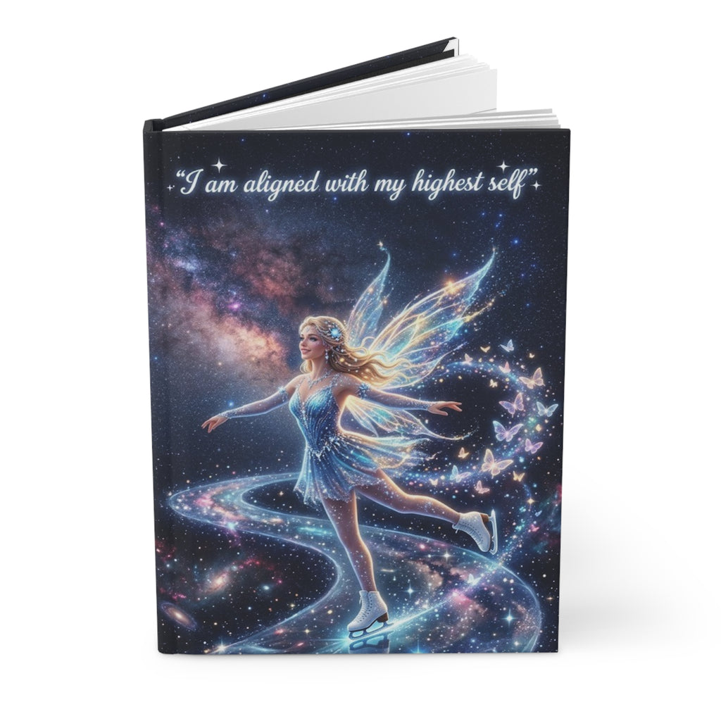 Aligned with My Highest Self Hardcover Journal — Inspirational Fairy Skating Space Notebook