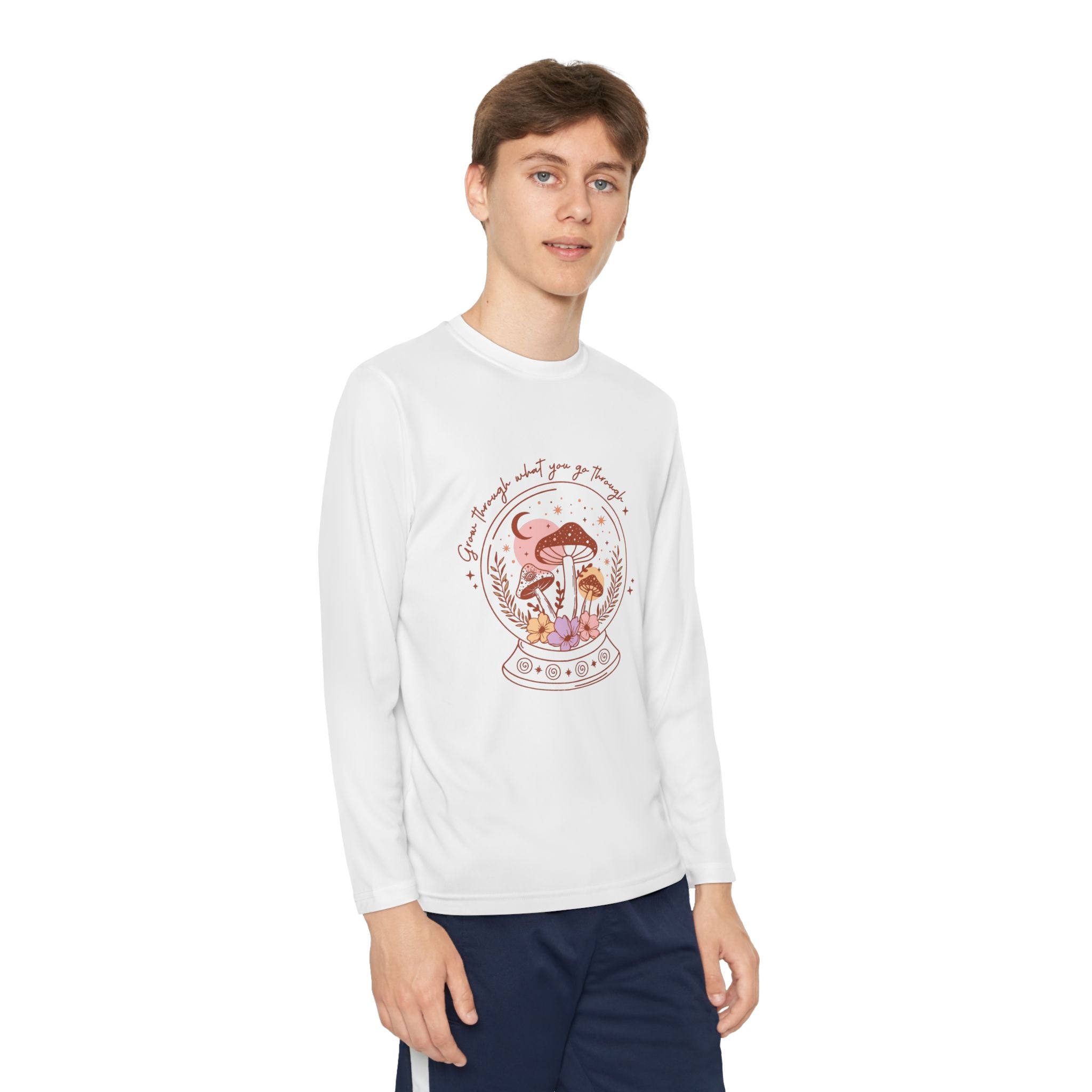 Youth Long Sleeve Tee — Mushroom Snow Globe Graphic