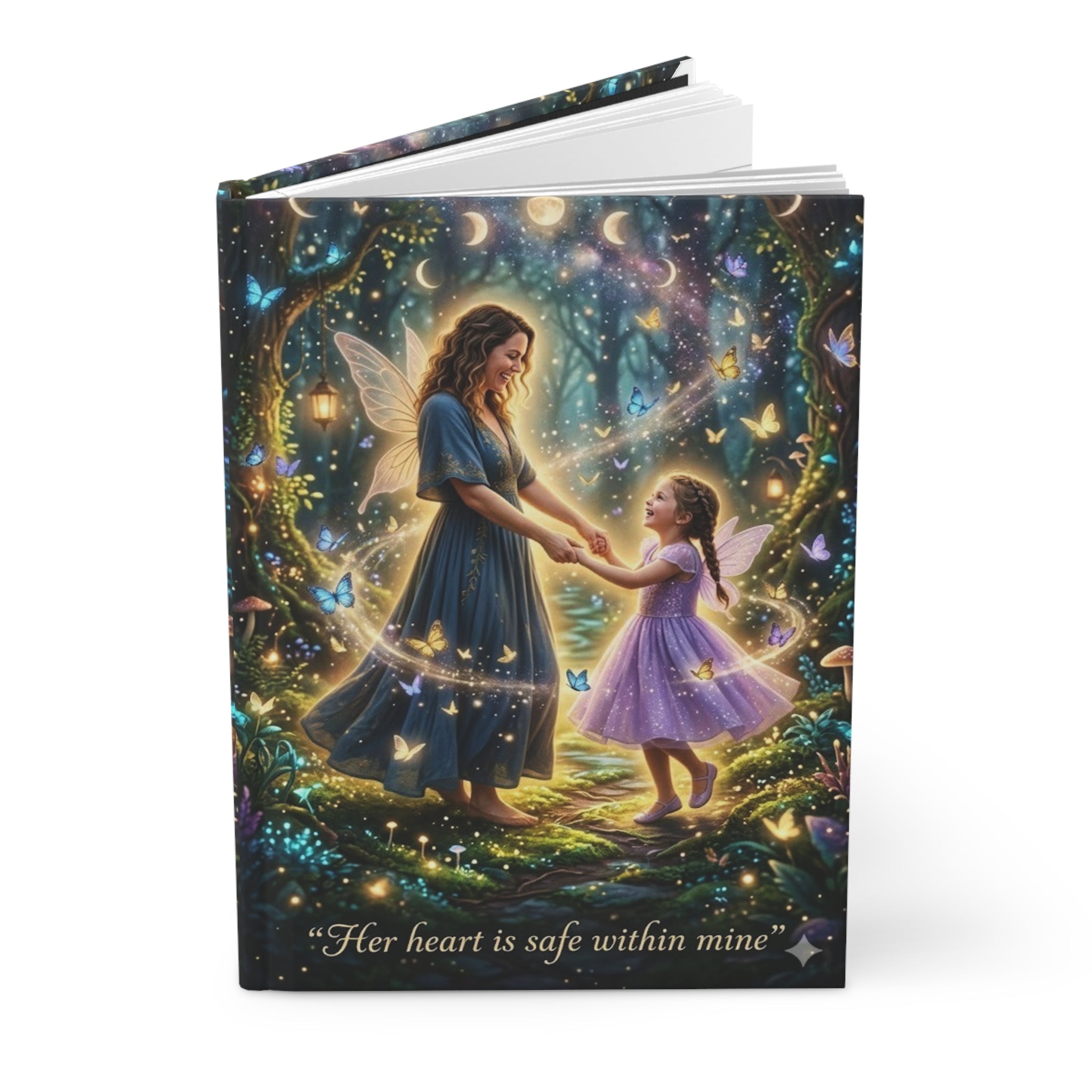 Fairy Mother & Daughter Hardcover Journal — "Her heart is safe within mine"