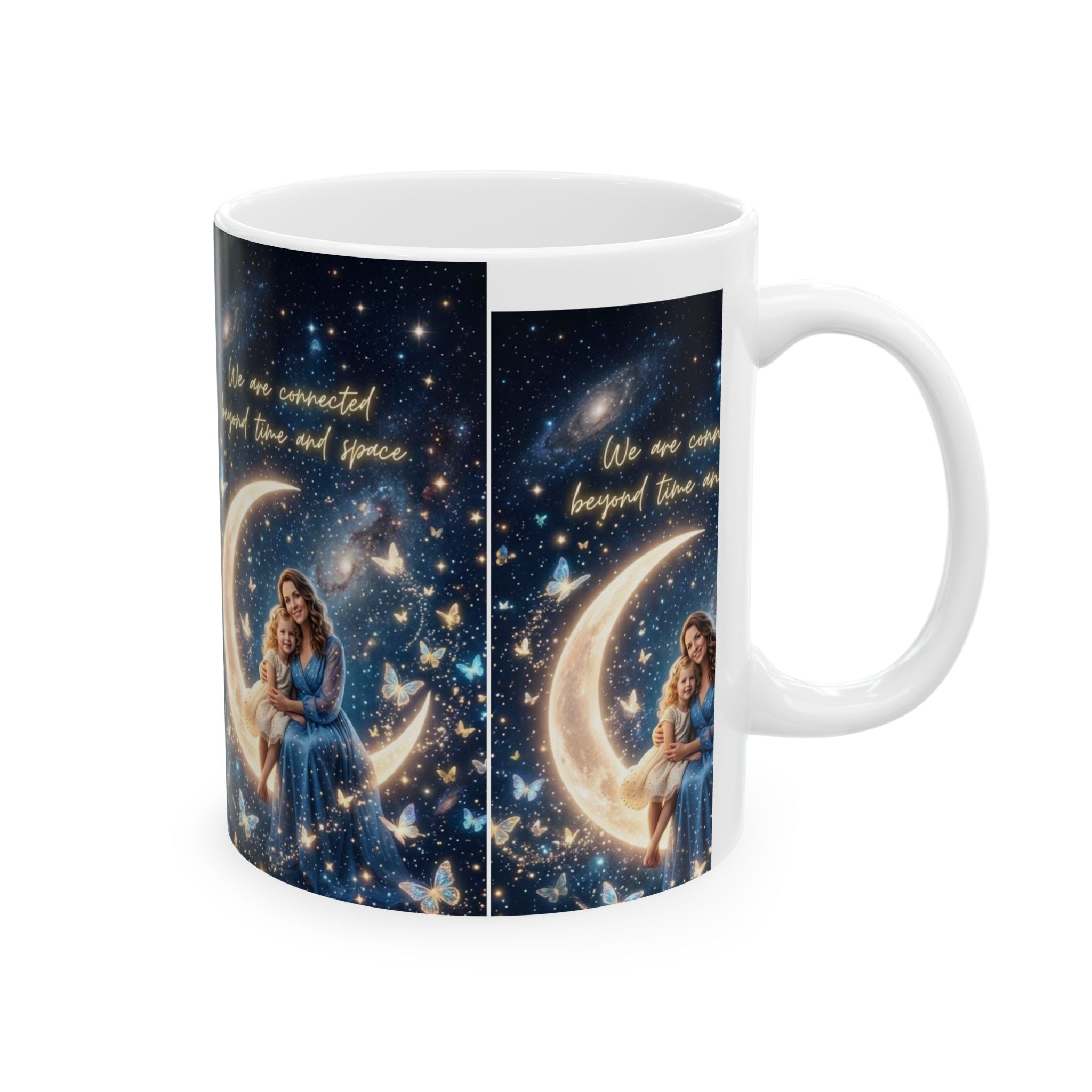 Moonlit Mother & Child Ceramic Mug – "We are connected beyond time and space"