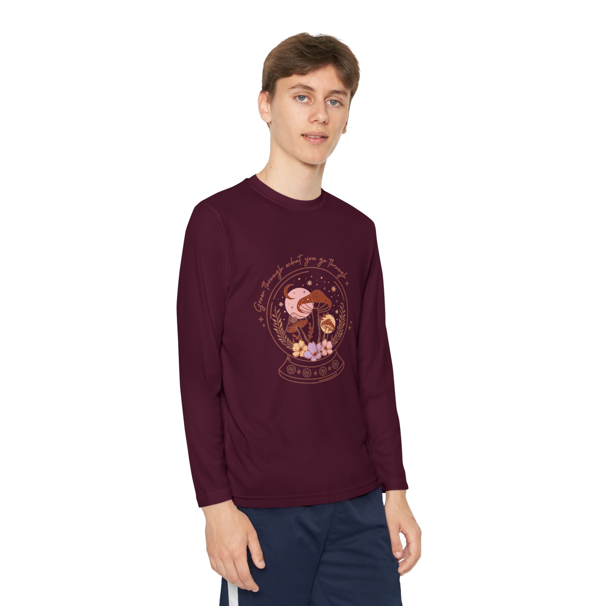 Youth Long Sleeve Tee — Mushroom Snow Globe Graphic