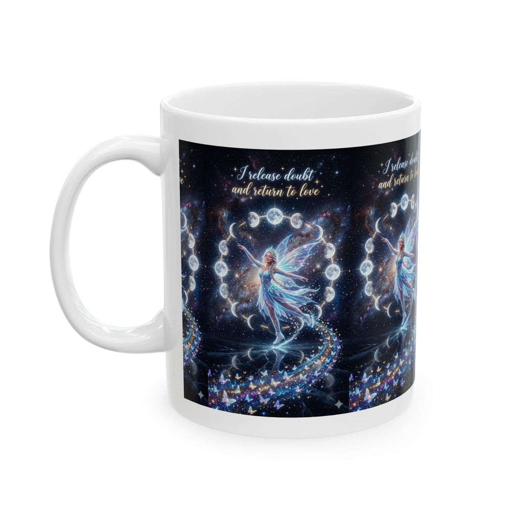 Celestial Fairy Mug – 'I Invite Death and Return to Love' Inspirational Ceramic Coffee Cup (11oz, 15oz)