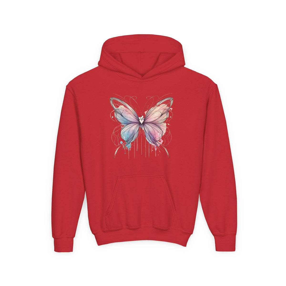 Youth Butterfly Hoodie – Watercolor Pastel Butterfly Kids Sweatshirt