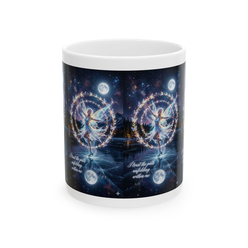 Mystical Moonlight Angel Ceramic Mug (11oz/15oz) — Spiritual Astral Art Coffee Cup