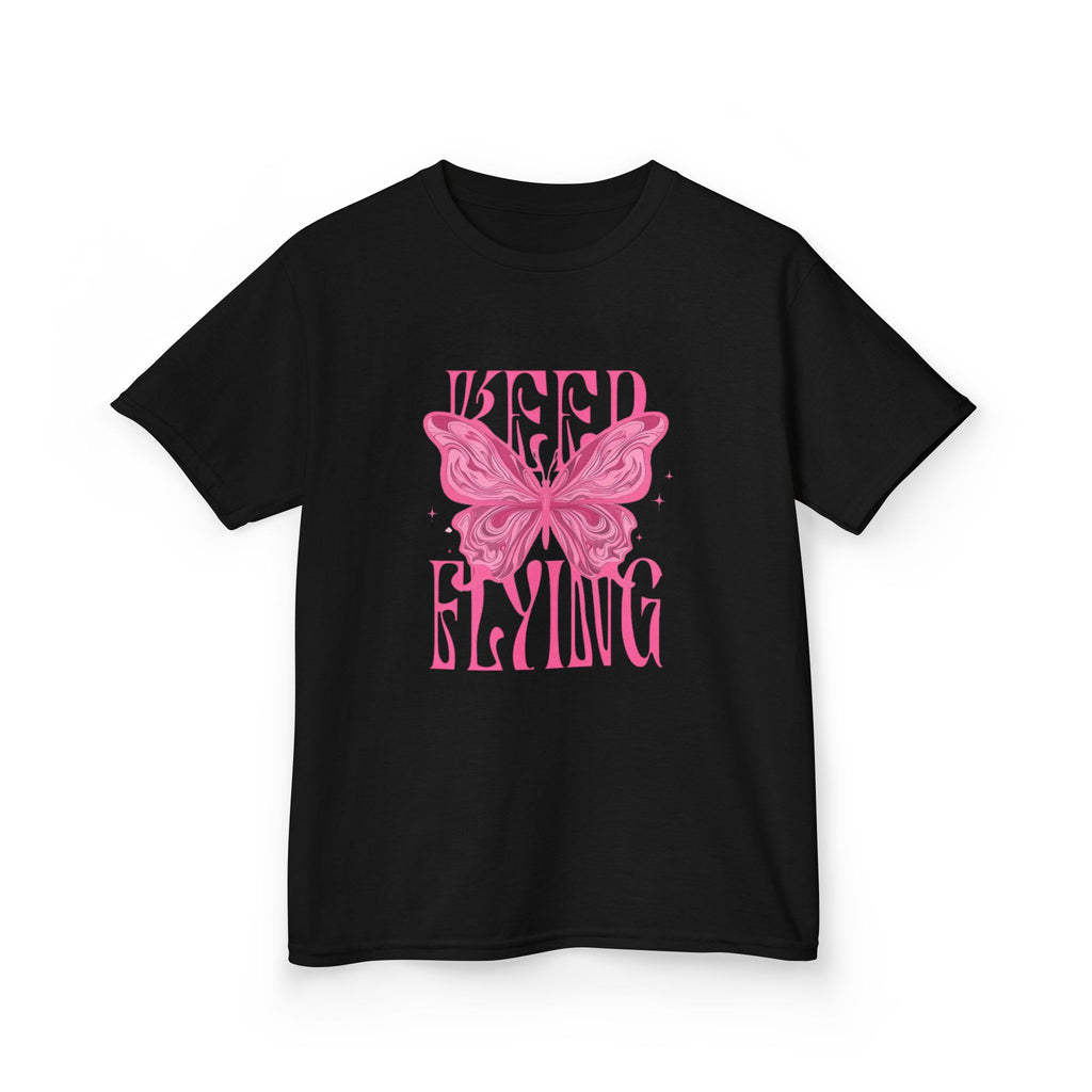 Kids Tee — 'Keep Flying' Pink Butterfly Graphic