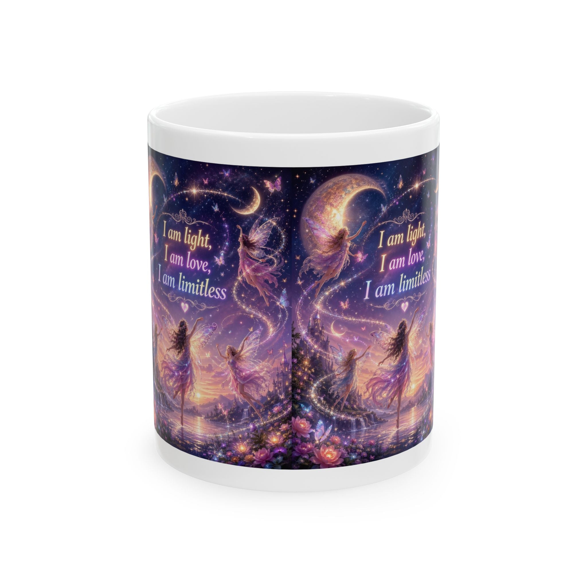 Affirmation Mug — “I am light, I am love, I am limitless” Fantasy Moon Ceramic Mug