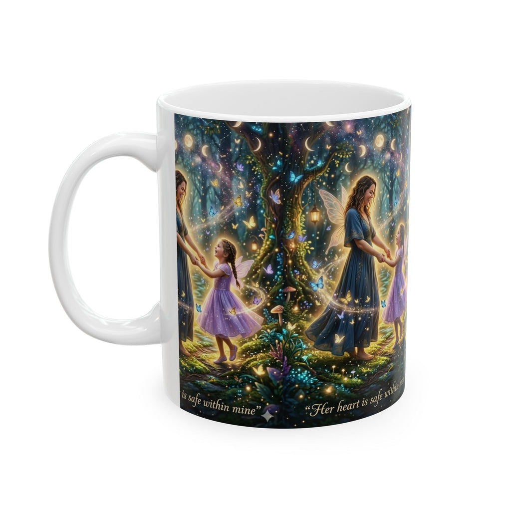 Fairy Mother & Daughter Ceramic Mug — Magical Tree of Light Gift (11oz/15oz)