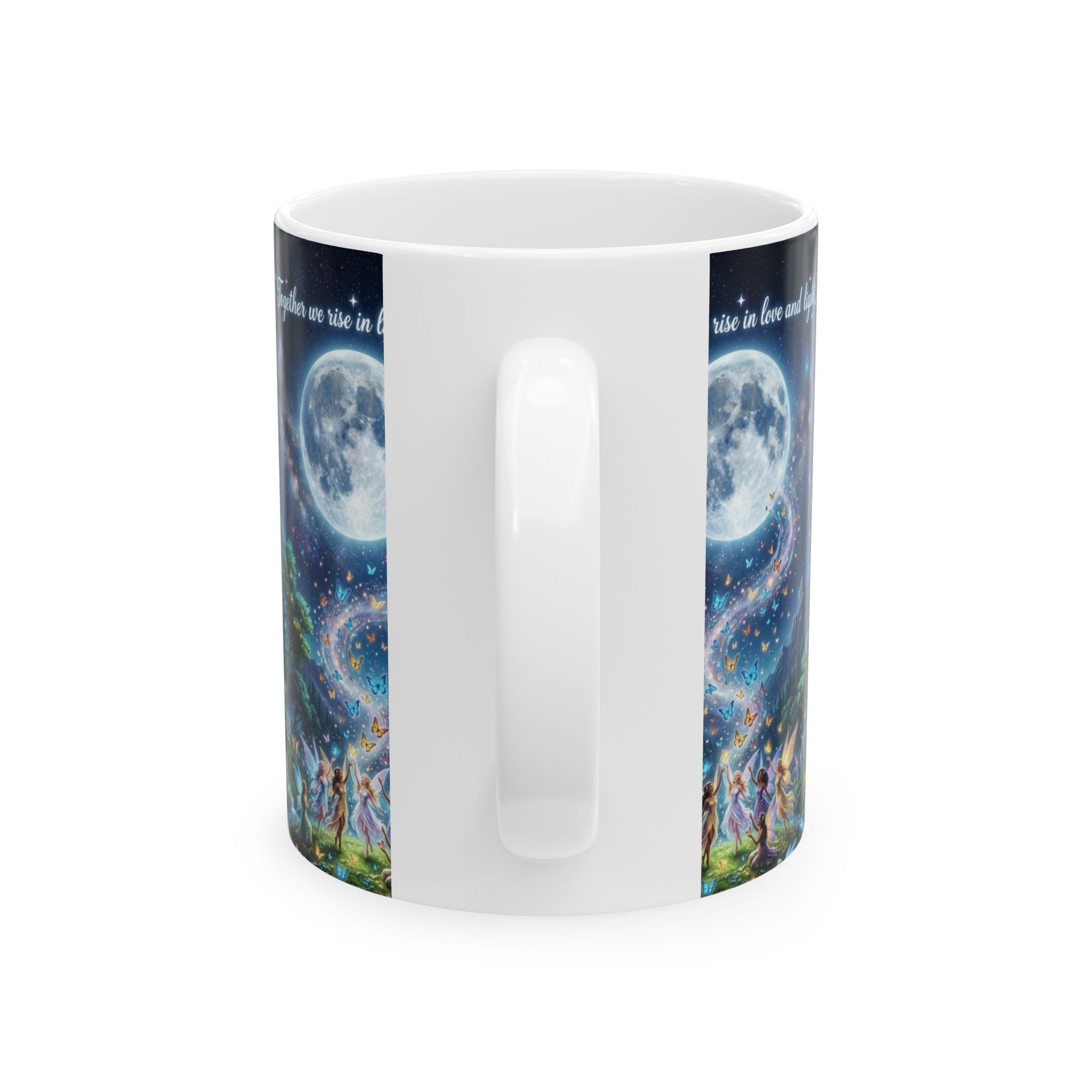 Moonlit Unity Ceramic Mug — "Together we rise in love and light"