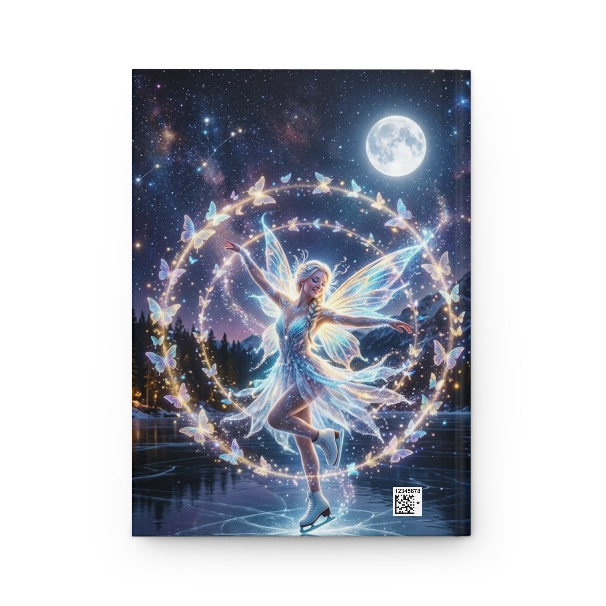 Fairy Ice Skater Hardcover Journal — "I trust the path unfolding within me" Moonlit Fantasy Notebook