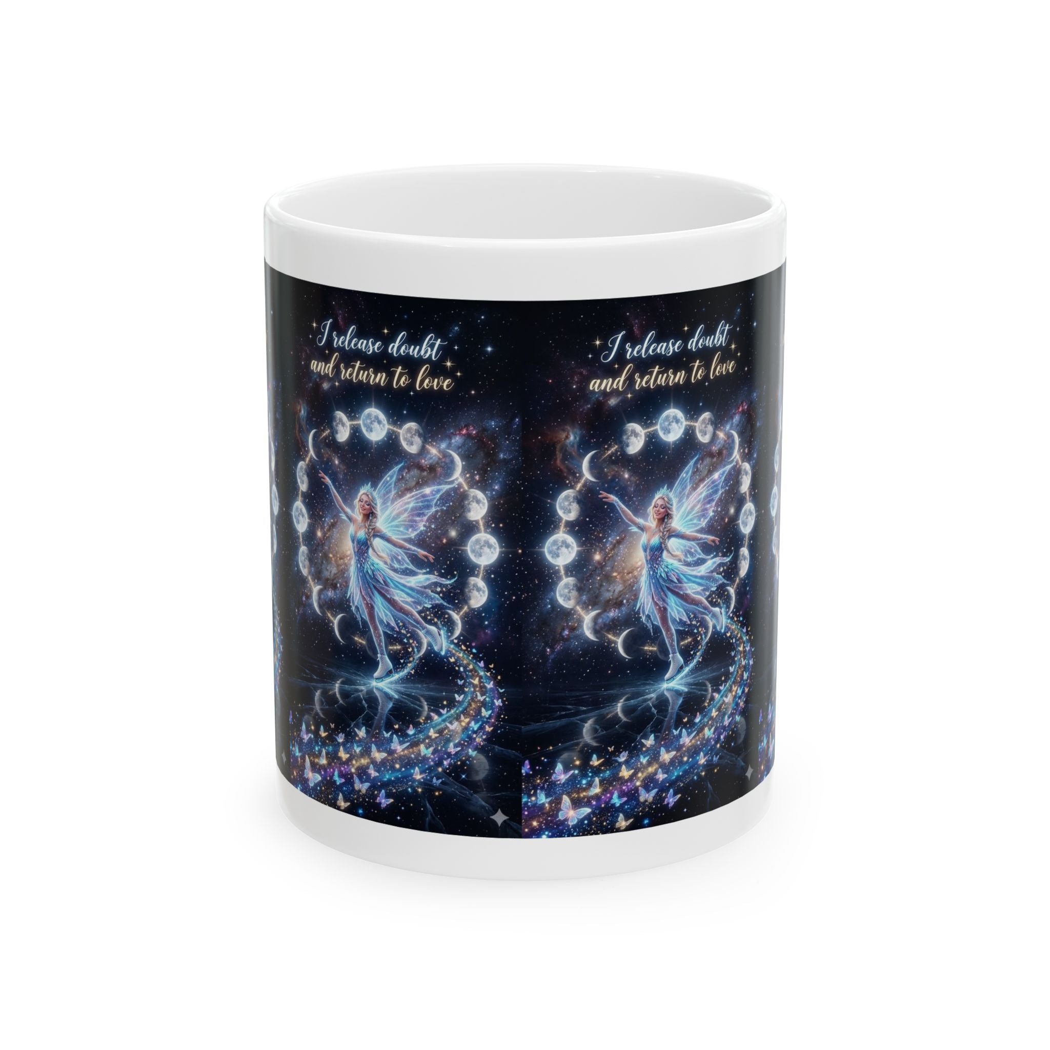 Celestial Fairy Mug – 'I Invite Death and Return to Love' Inspirational Ceramic Coffee Cup (11oz, 15oz)