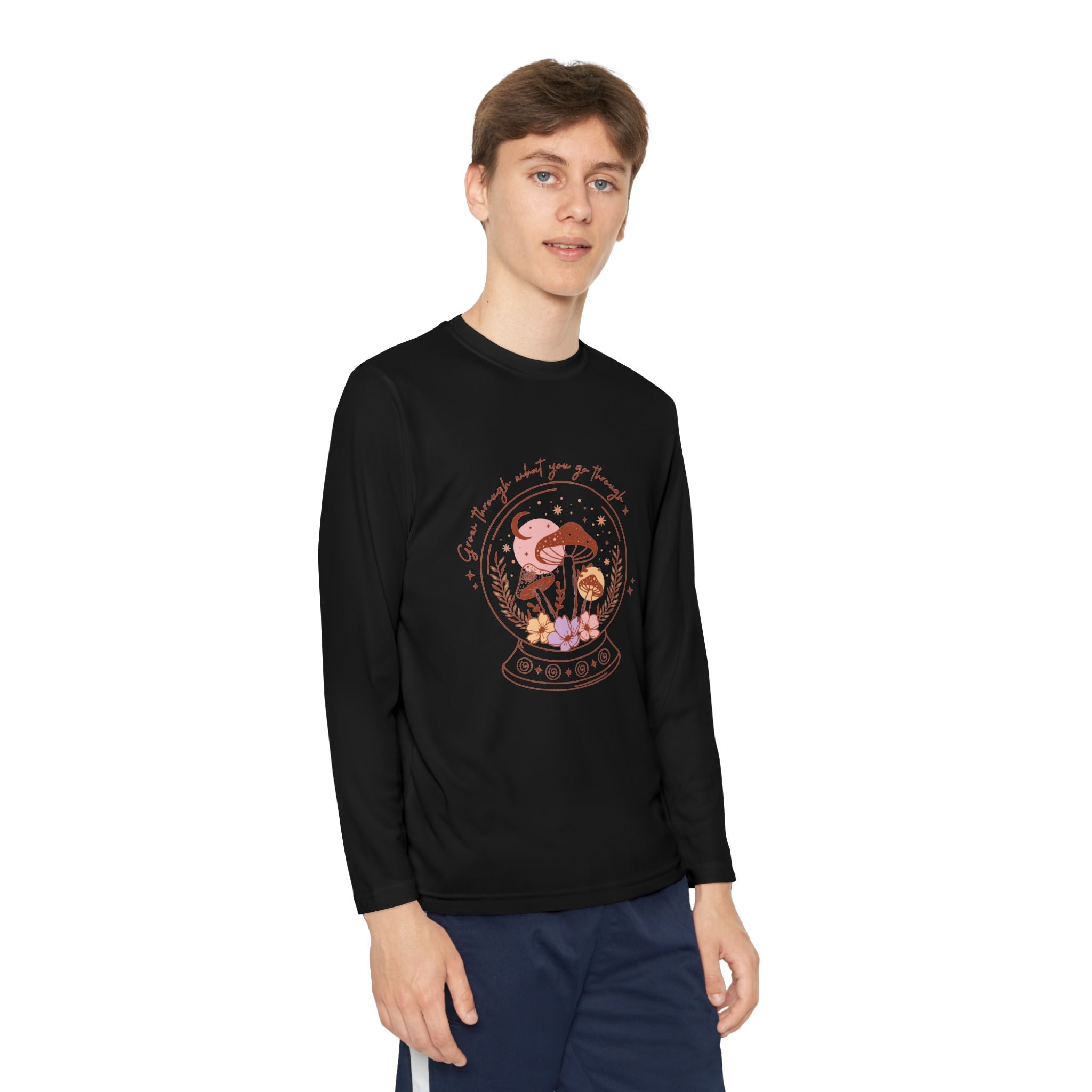 Youth Long Sleeve Tee — Mushroom Snow Globe Graphic