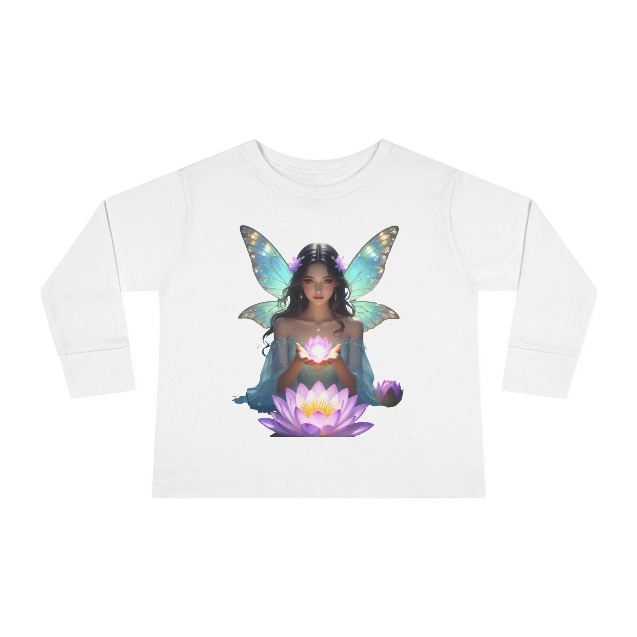Toddler Long Sleeve Tee — Magical Fairy Girl with Lotus Graphic