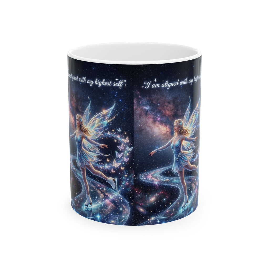 Fantasy Fairy Ceramic Mug – Inspirational "I am aligned with my highest self" Galaxy Design (11oz/15oz)