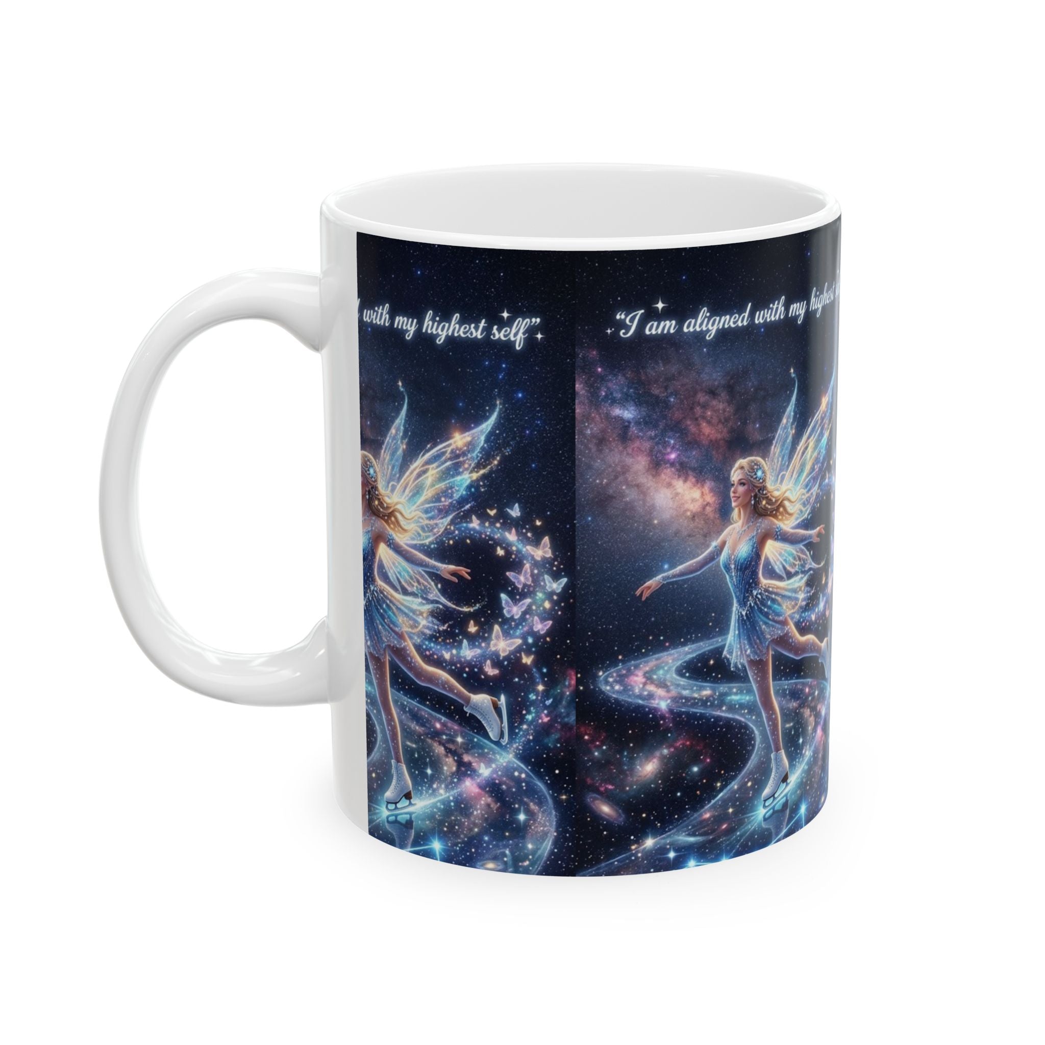 Fantasy Fairy Ceramic Mug – Inspirational "I am aligned with my highest self" Galaxy Design (11oz/15oz)