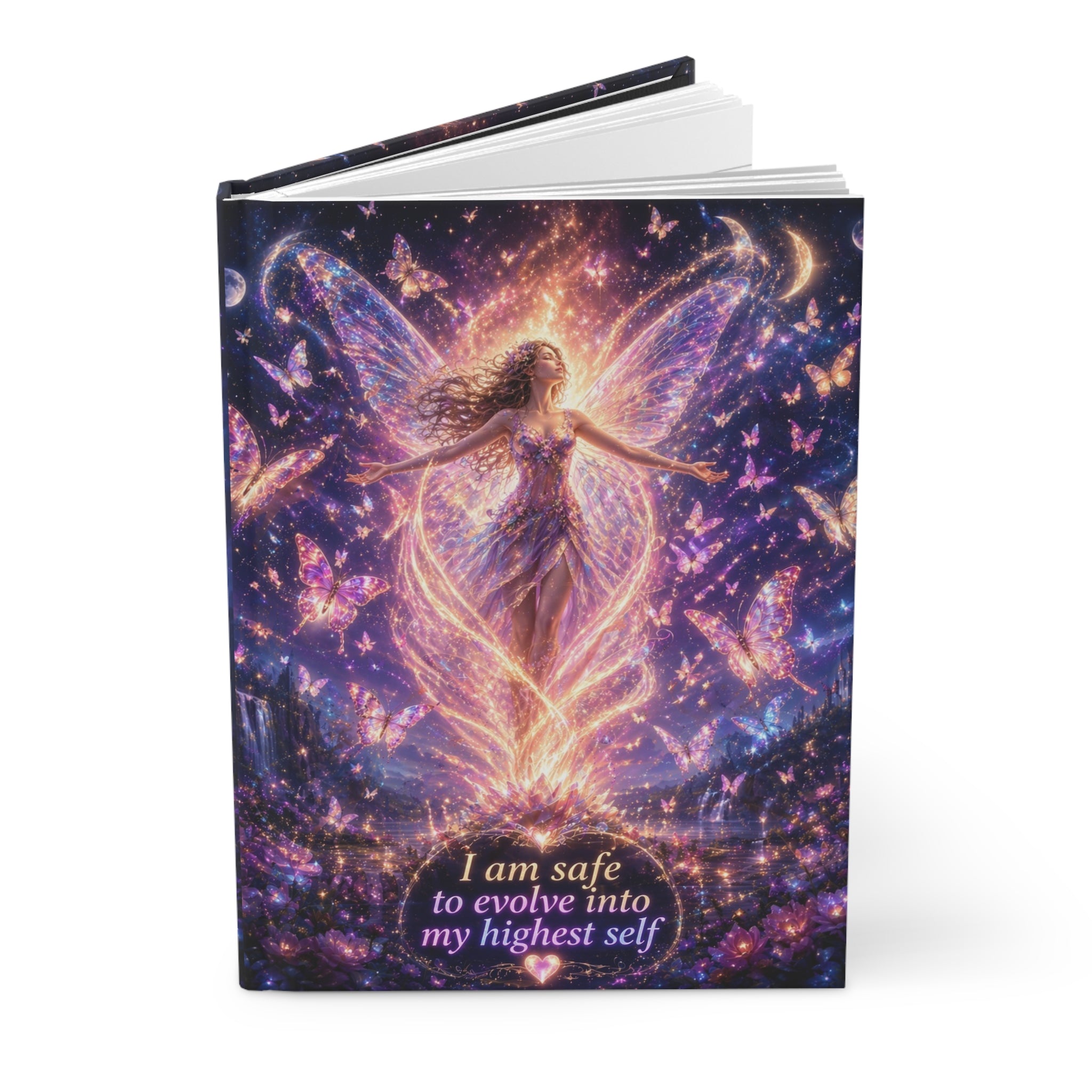 Spiritual Fairy Journal — "I Am Safe to Evolve into My Highest Self" Hardcover Notebook