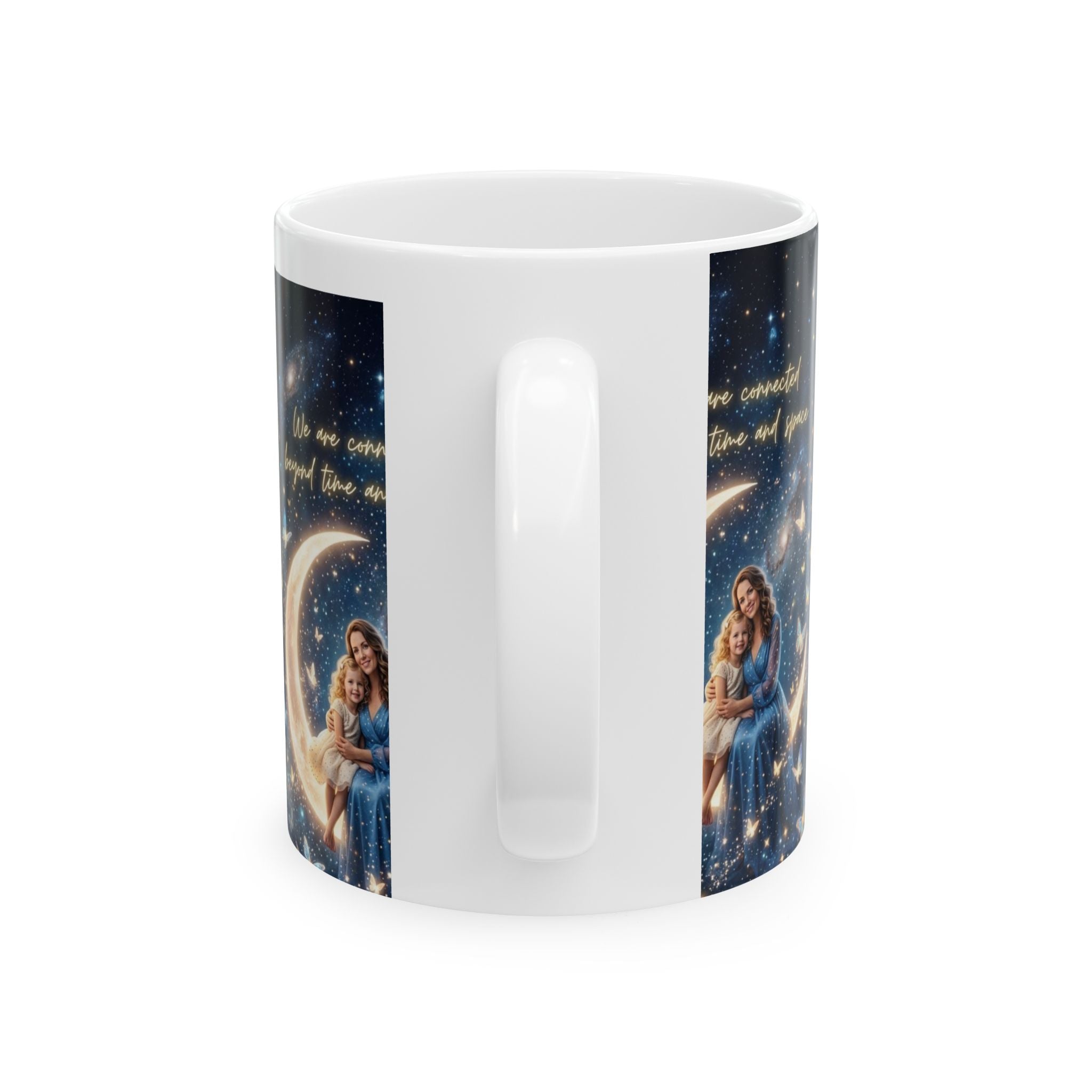 Moonlit Mother & Child Ceramic Mug – "We are connected beyond time and space"