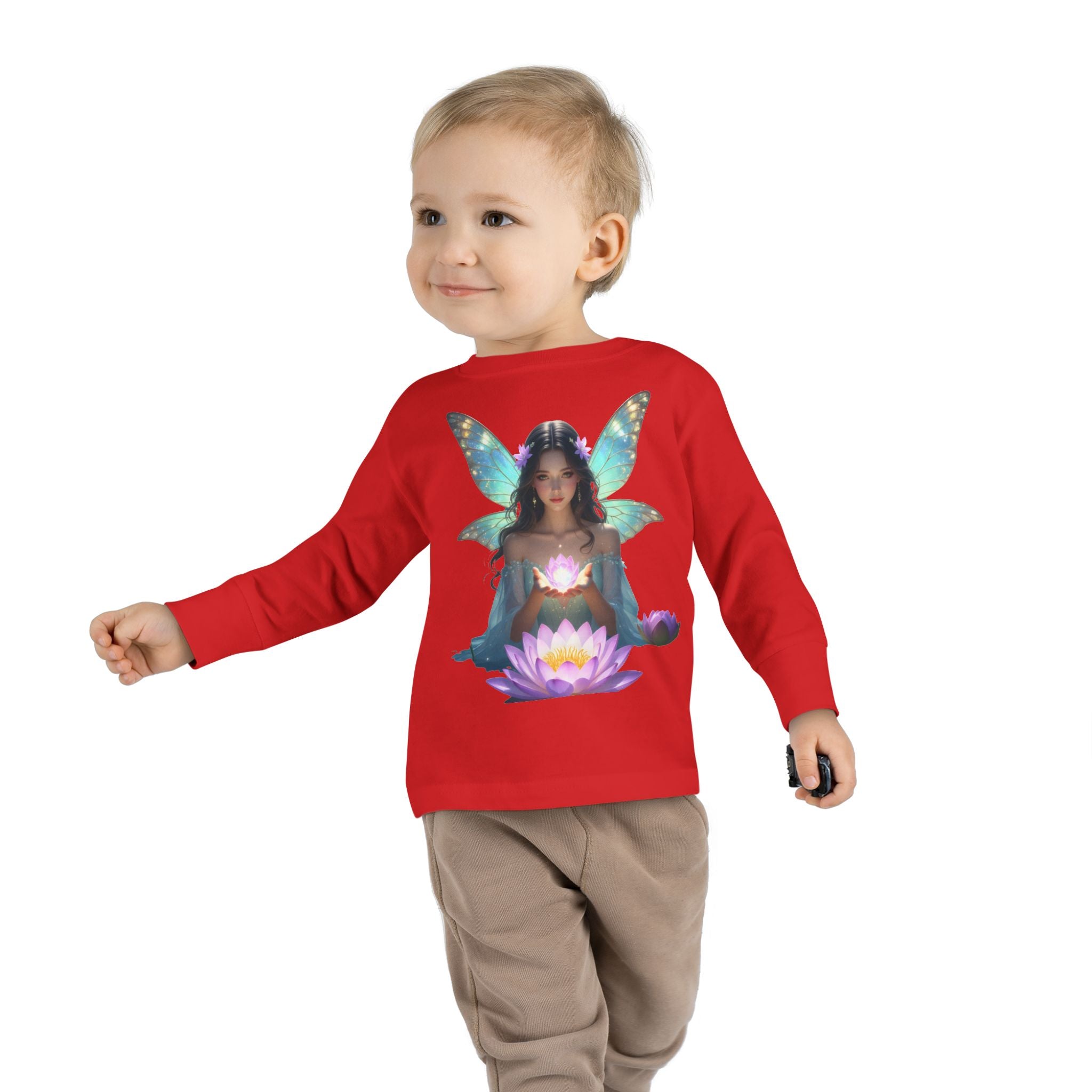 Toddler Long Sleeve Tee — Magical Fairy Girl with Lotus Graphic
