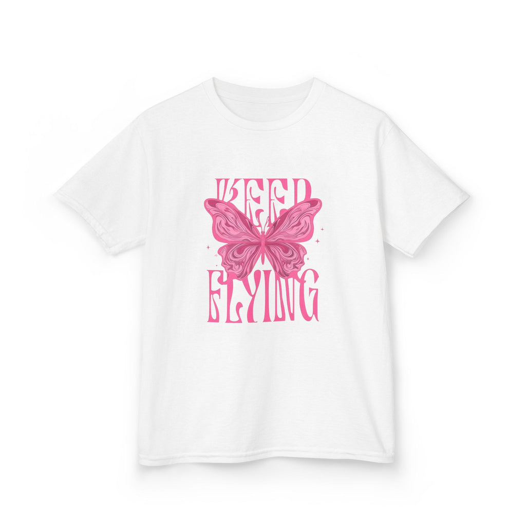 Kids Tee — 'Keep Flying' Pink Butterfly Graphic