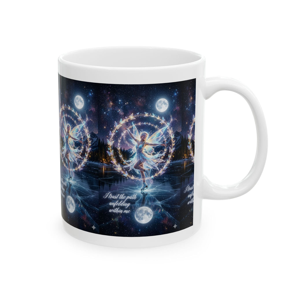 Mystical Moonlight Angel Ceramic Mug (11oz/15oz) — Spiritual Astral Art Coffee Cup