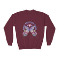 Youth Crewneck Sweatshirt — "Chill & Positive Vibes" Butterfly Graphic
