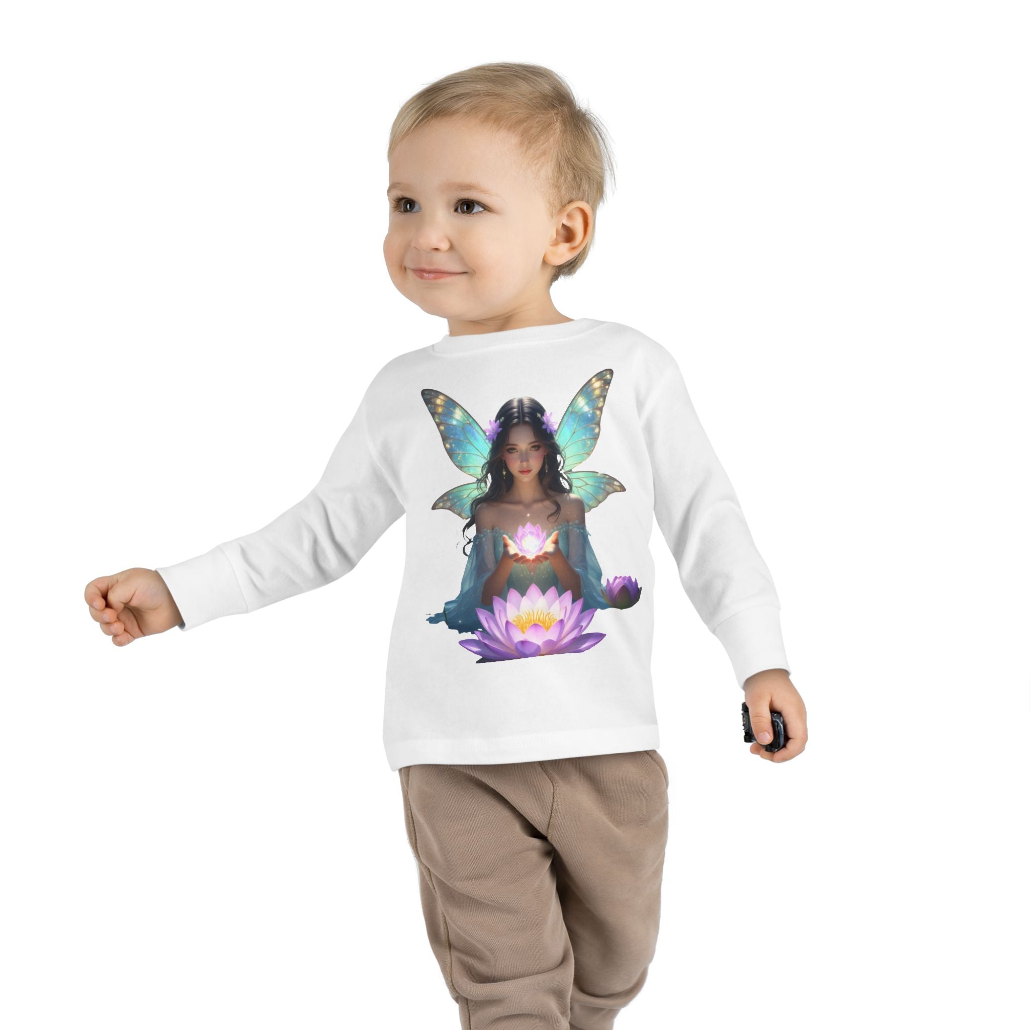 Toddler Long Sleeve Tee — Magical Fairy Girl with Lotus Graphic