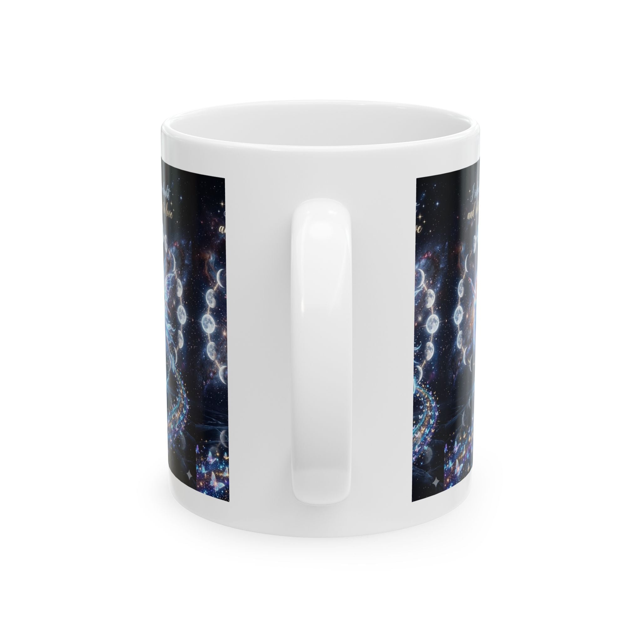 Celestial Fairy Mug – 'I Invite Death and Return to Love' Inspirational Ceramic Coffee Cup (11oz, 15oz)