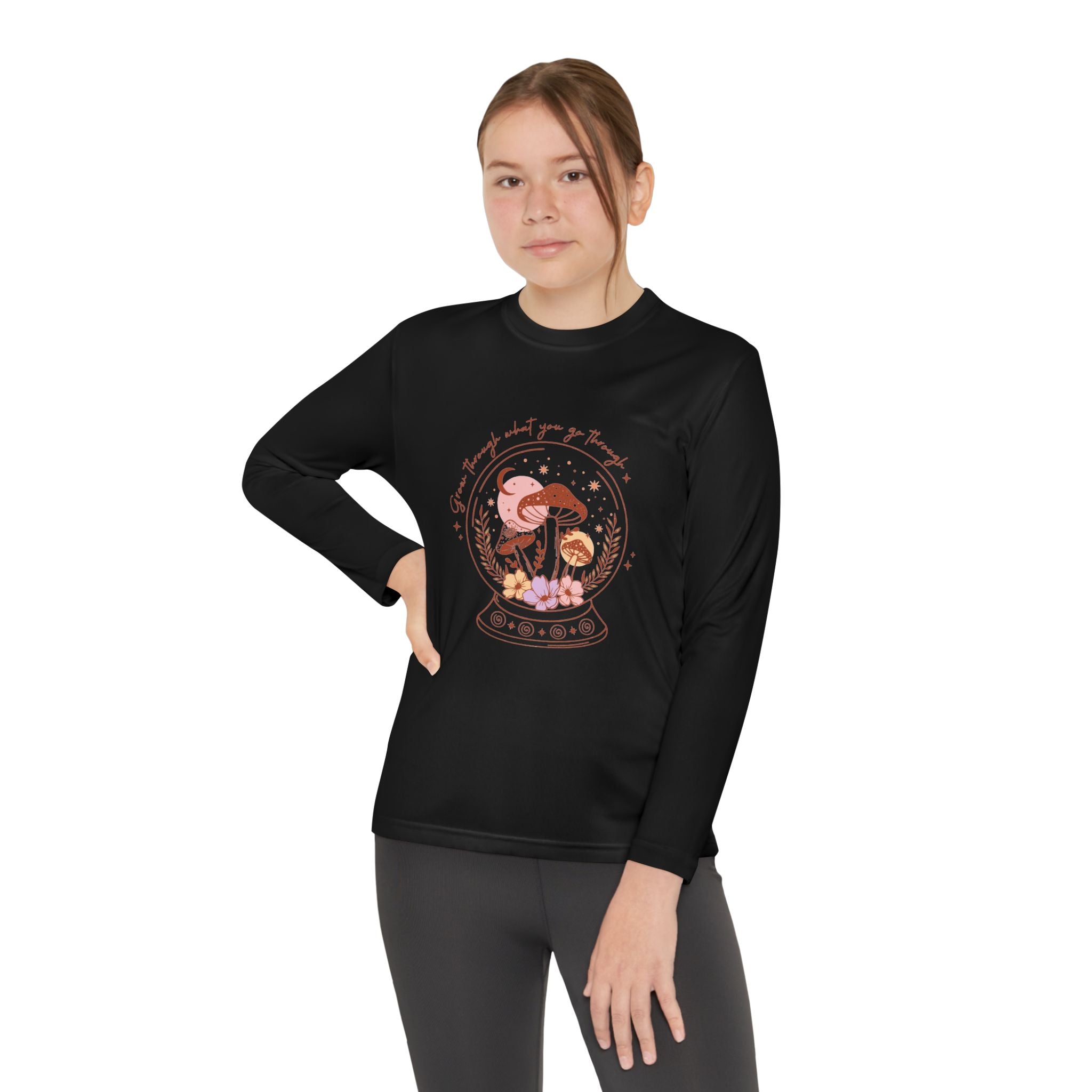 Youth Long Sleeve Tee — Mushroom Snow Globe Graphic
