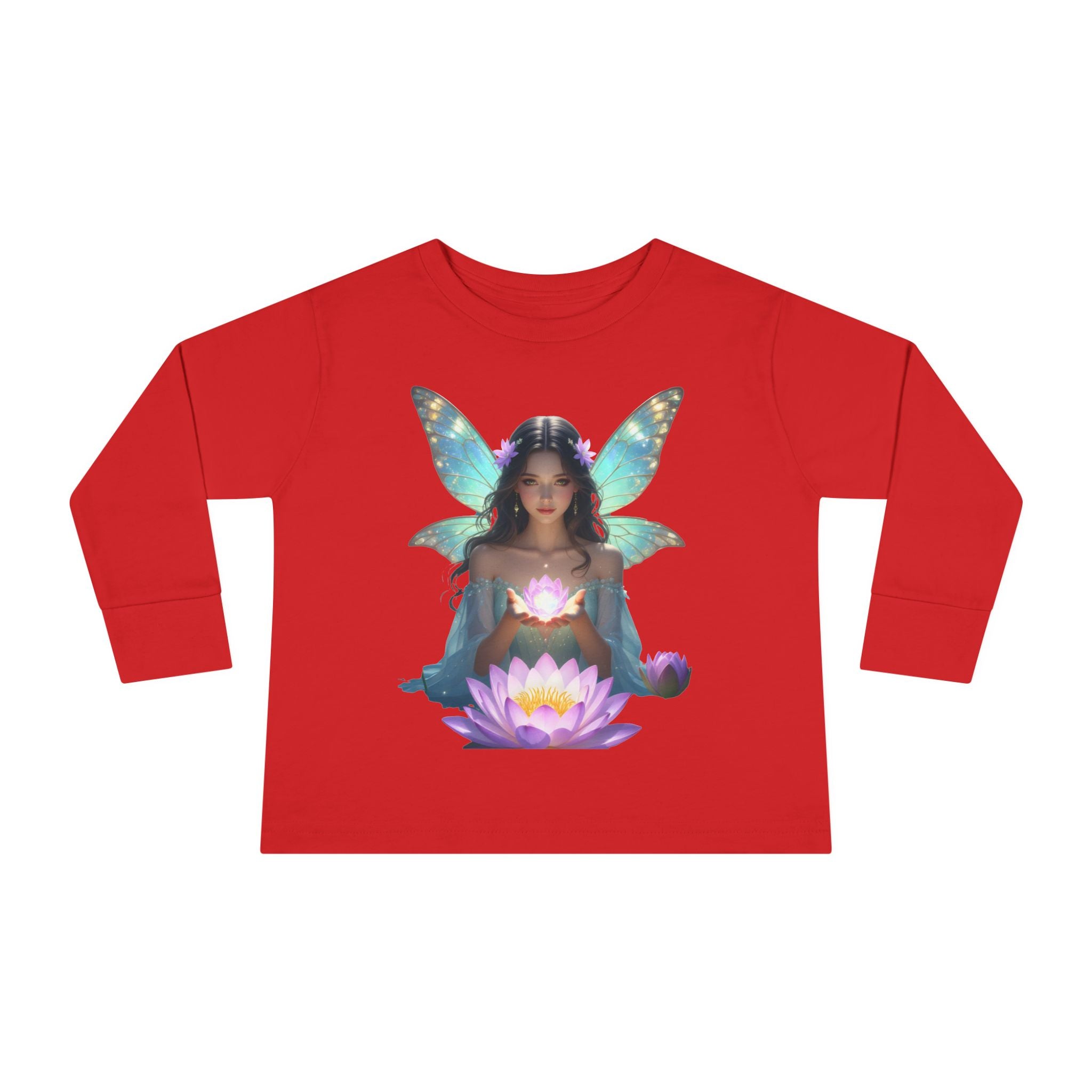 Toddler Long Sleeve Tee — Magical Fairy Girl with Lotus Graphic