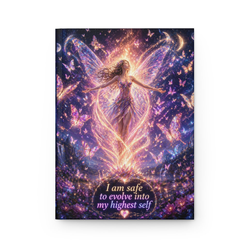 Spiritual Fairy Journal — "I Am Safe to Evolve into My Highest Self" Hardcover Notebook