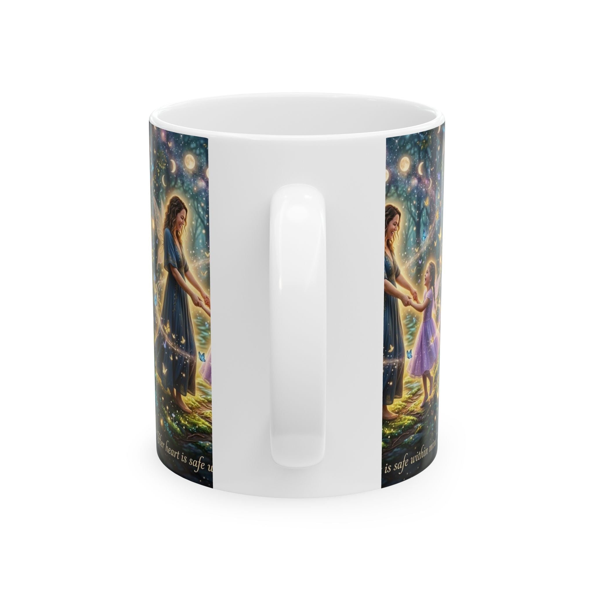 Fairy Mother & Daughter Ceramic Mug — Magical Tree of Light Gift (11oz/15oz)