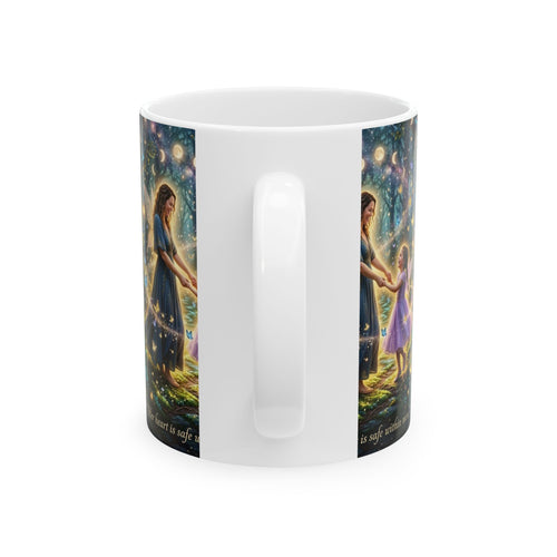 Fairy Mother & Daughter Ceramic Mug — Magical Tree of Light Gift (11oz/15oz)