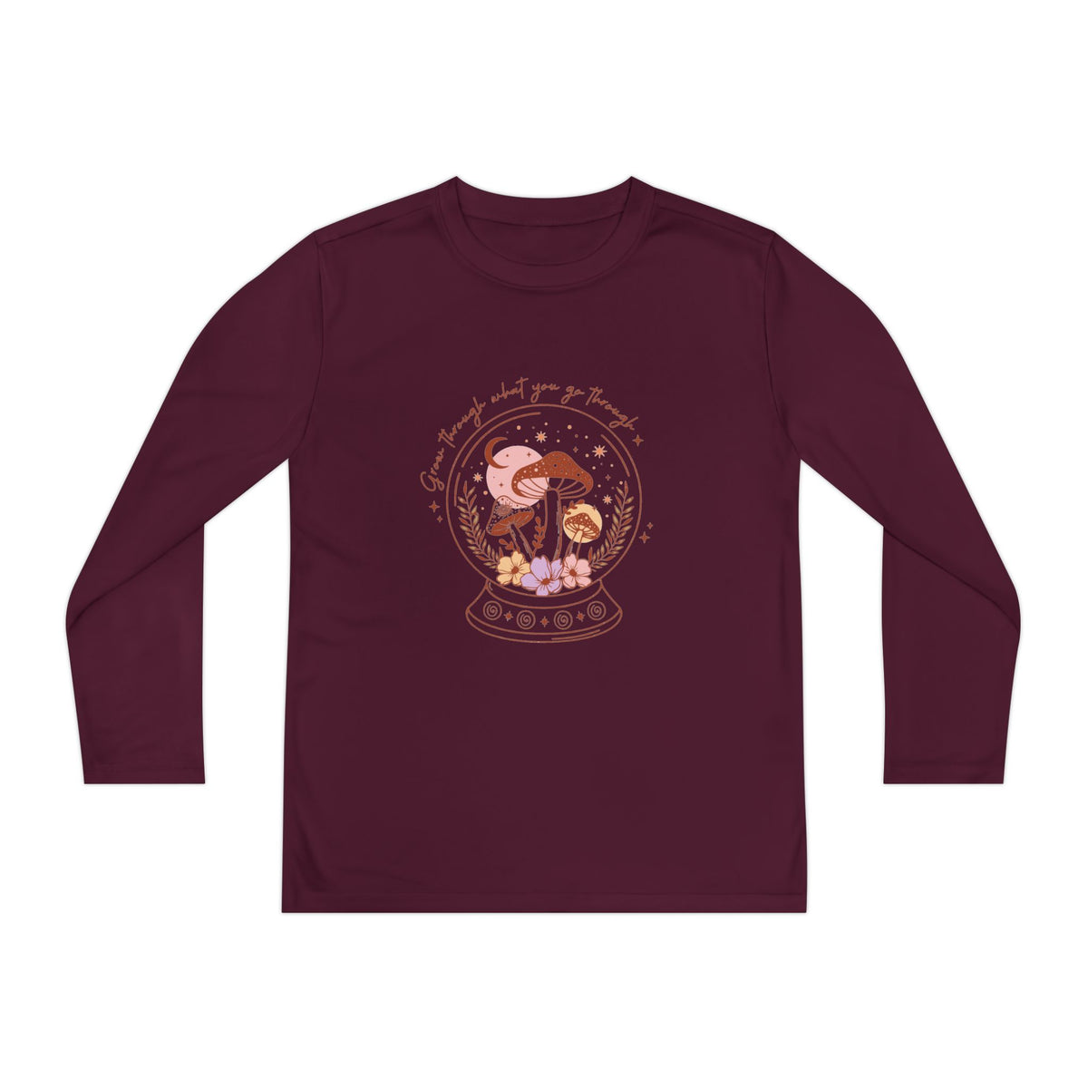 Youth Long Sleeve Tee — Mushroom Snow Globe Graphic