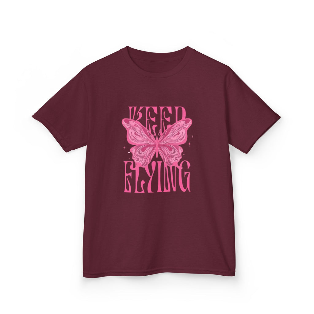 Kids Tee — 'Keep Flying' Pink Butterfly Graphic