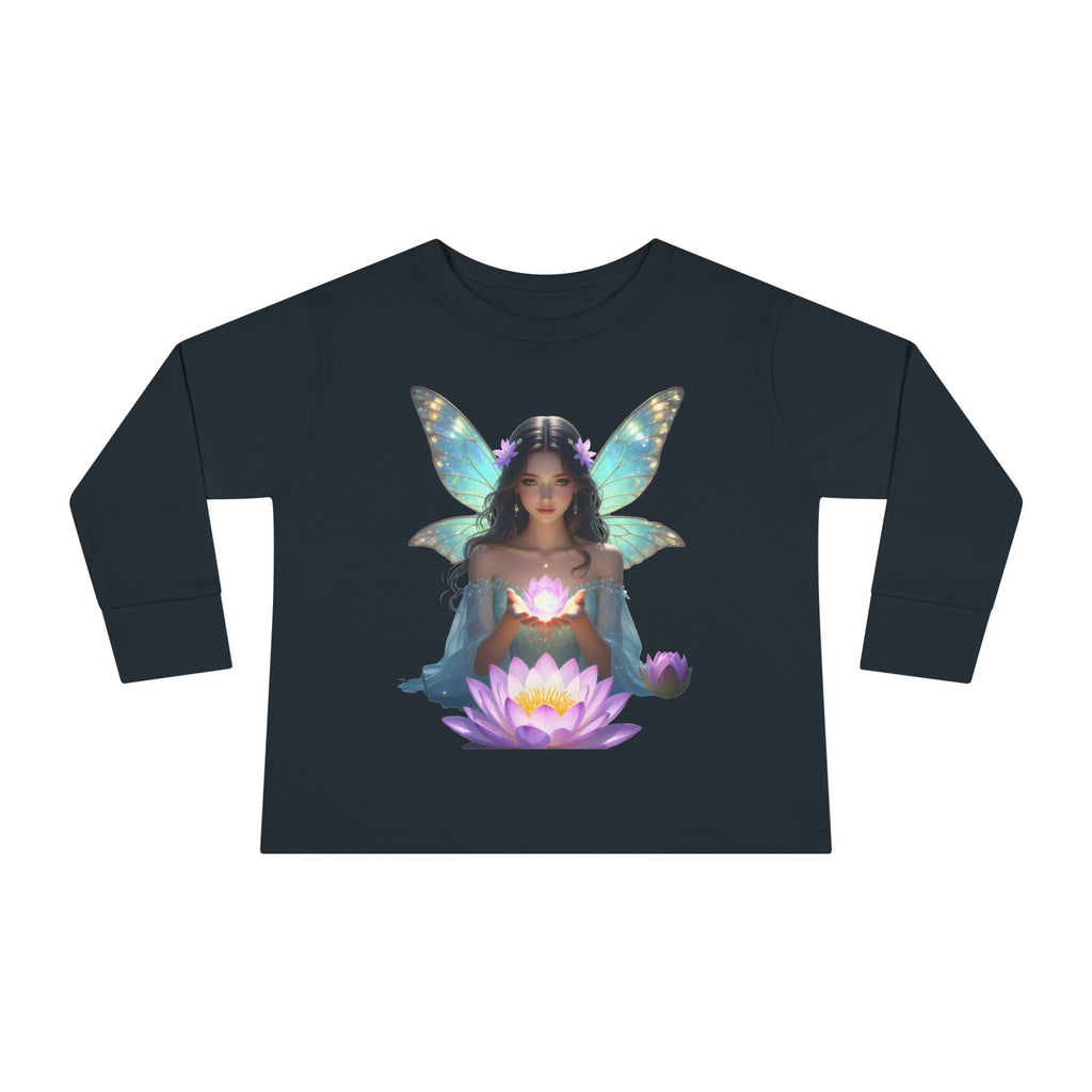 Toddler Long Sleeve Tee — Magical Fairy Girl with Lotus Graphic