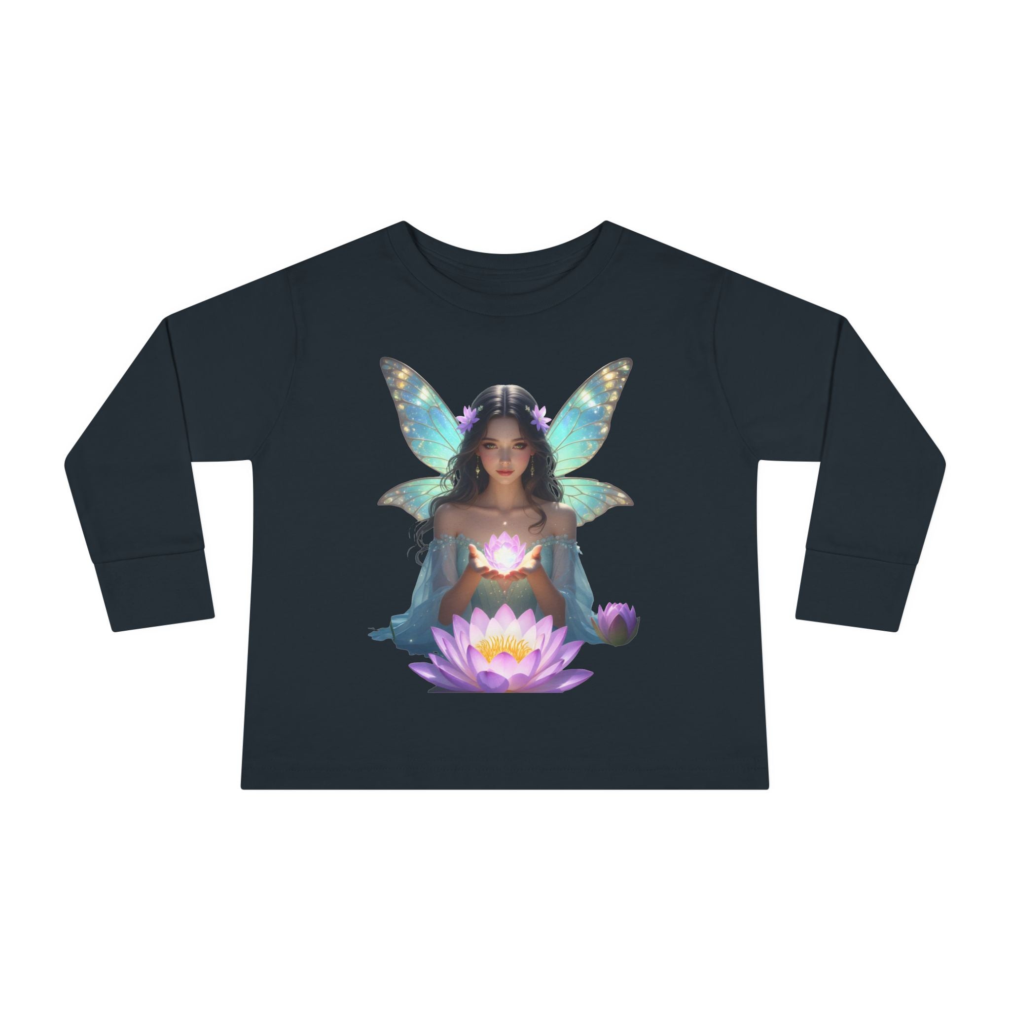 Toddler Long Sleeve Tee — Magical Fairy Girl with Lotus Graphic