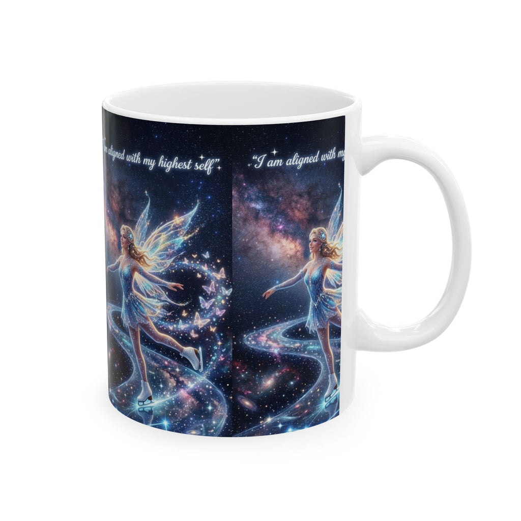 Fantasy Fairy Ceramic Mug – Inspirational "I am aligned with my highest self" Galaxy Design (11oz/15oz)