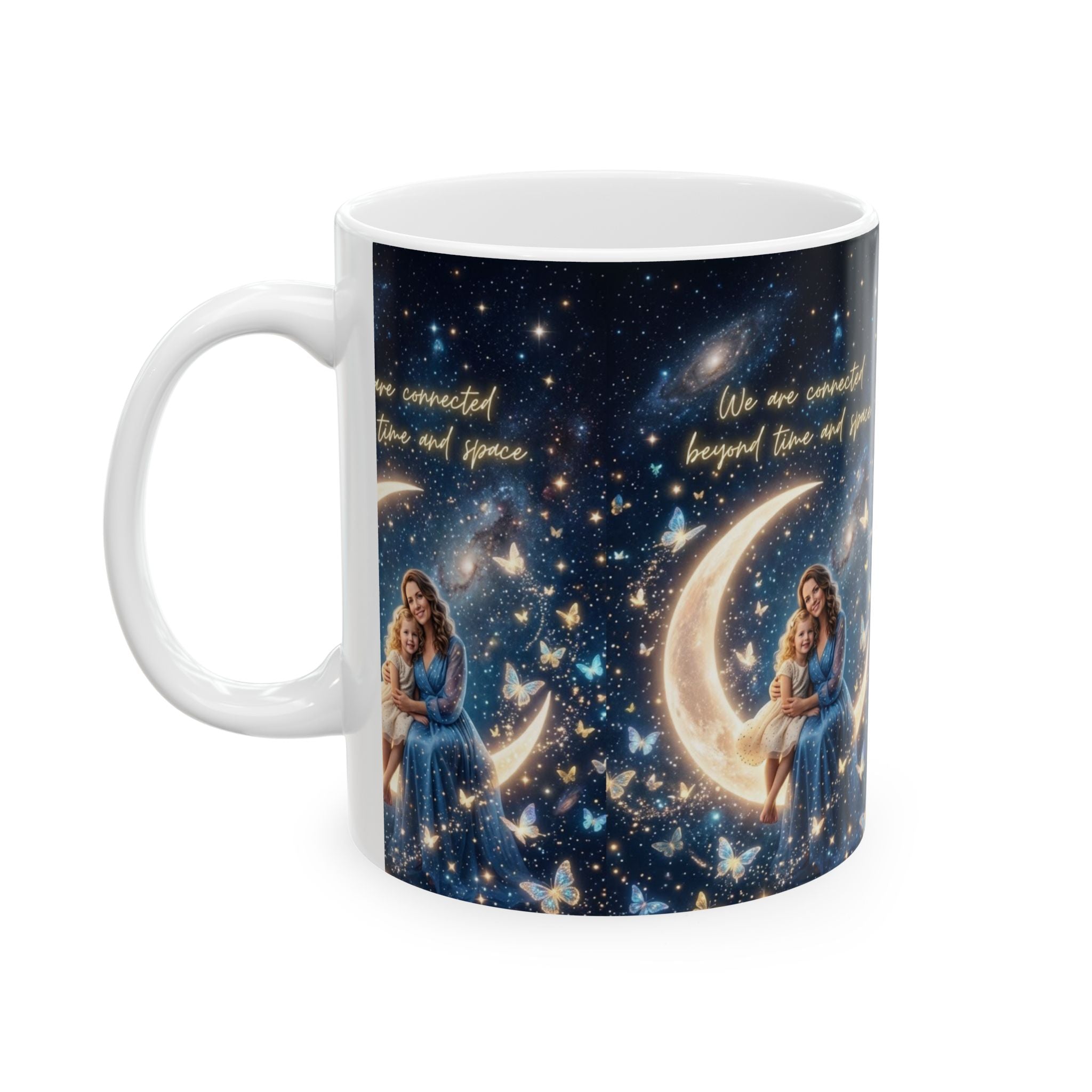 Moonlit Mother & Child Ceramic Mug – "We are connected beyond time and space"
