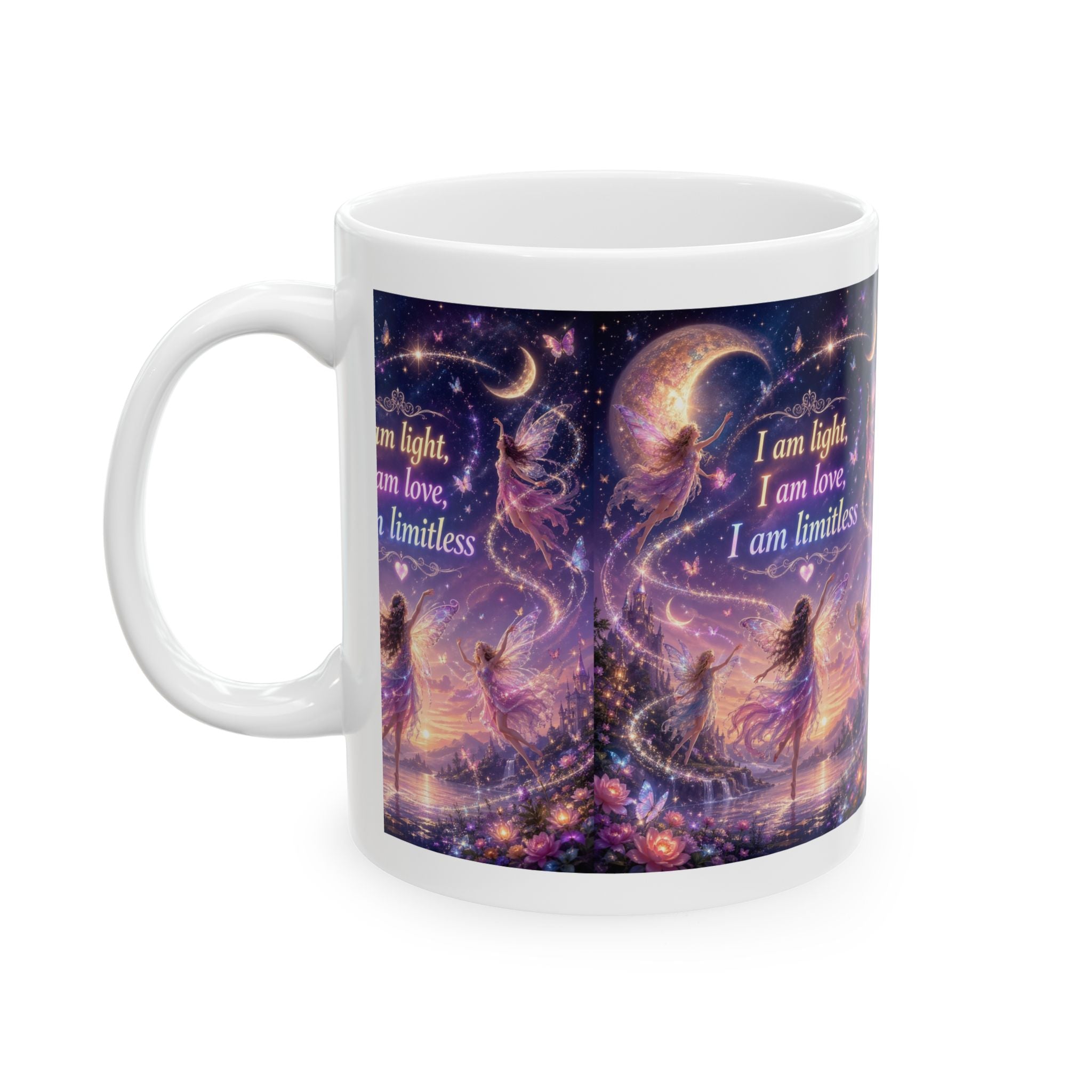 Affirmation Mug — “I am light, I am love, I am limitless” Fantasy Moon Ceramic Mug