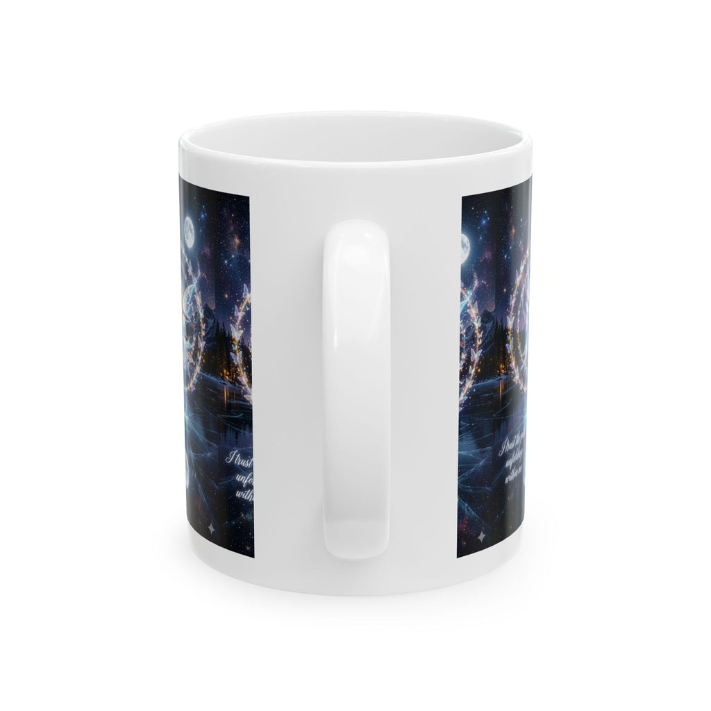 Mystical Moonlight Angel Ceramic Mug (11oz/15oz) — Spiritual Astral Art Coffee Cup